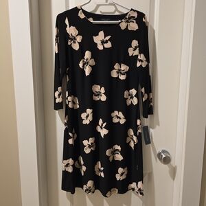 Tommy Hilfiger Black Dress with Cream Floral Pattern